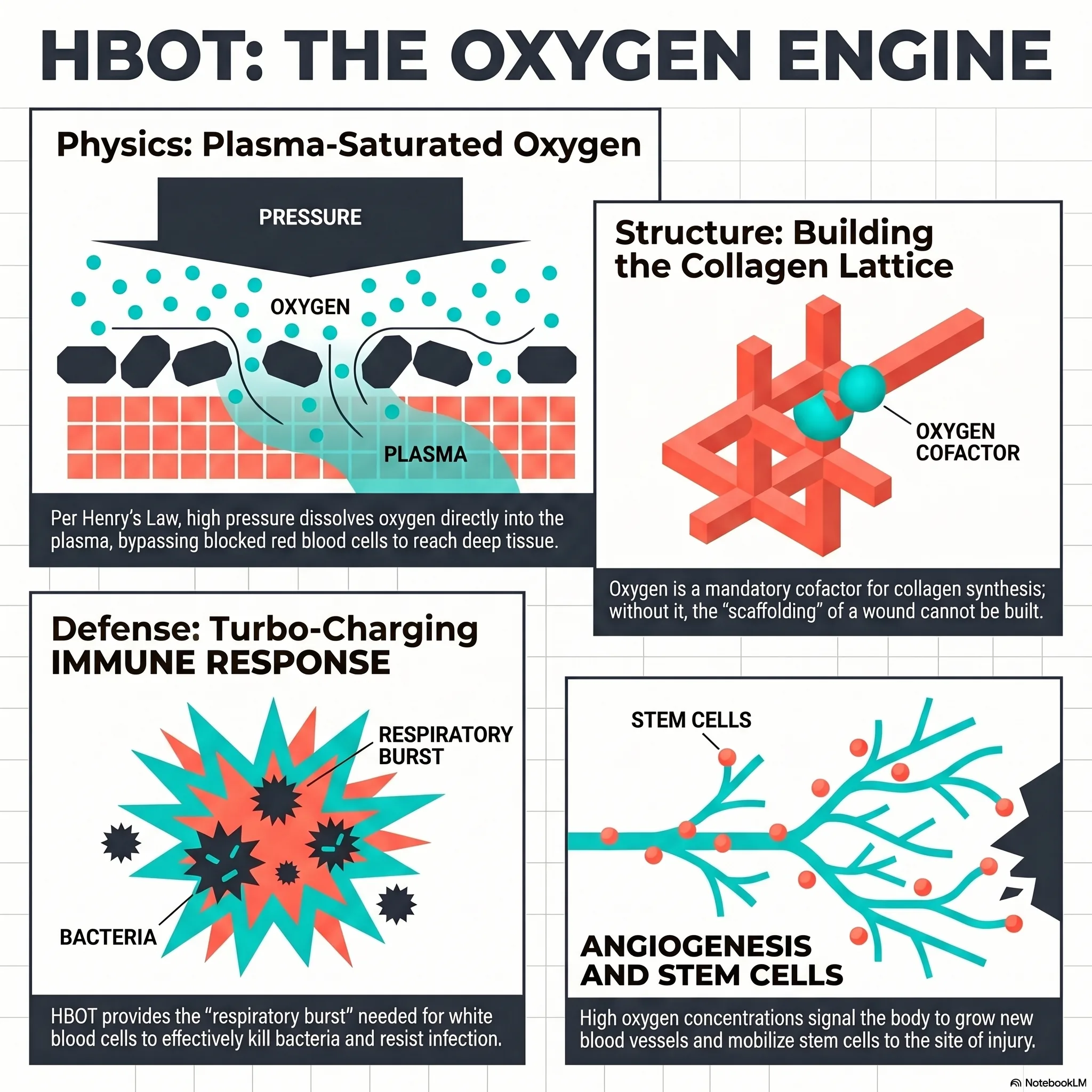Infographic on how hyperbaric oxygen turbocharges healing in complex and chronic wounds